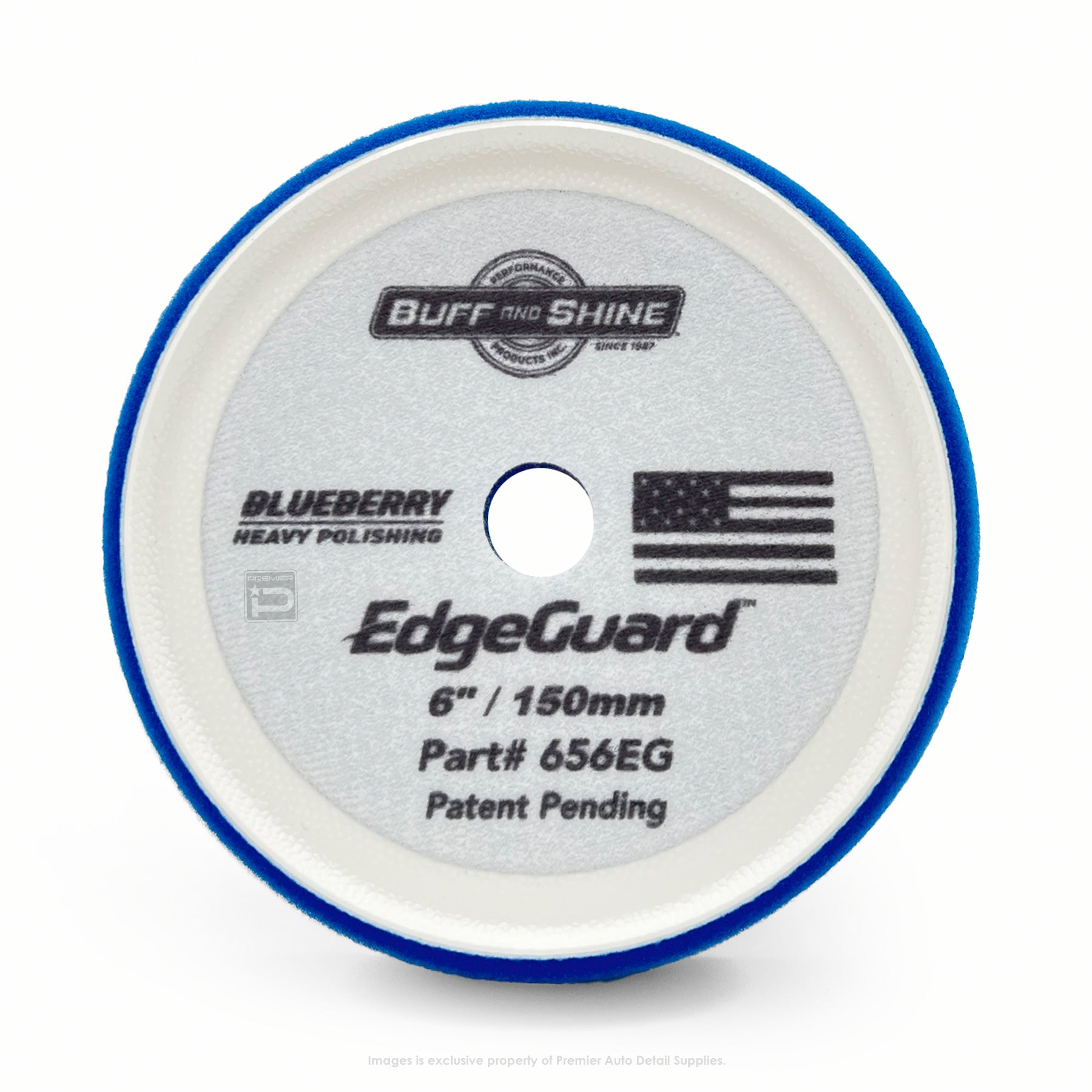 656EG | Buff and Shine | EdgeGuard Foam Pad, Blueberry, Heavy Polishing, 6" / 130mm