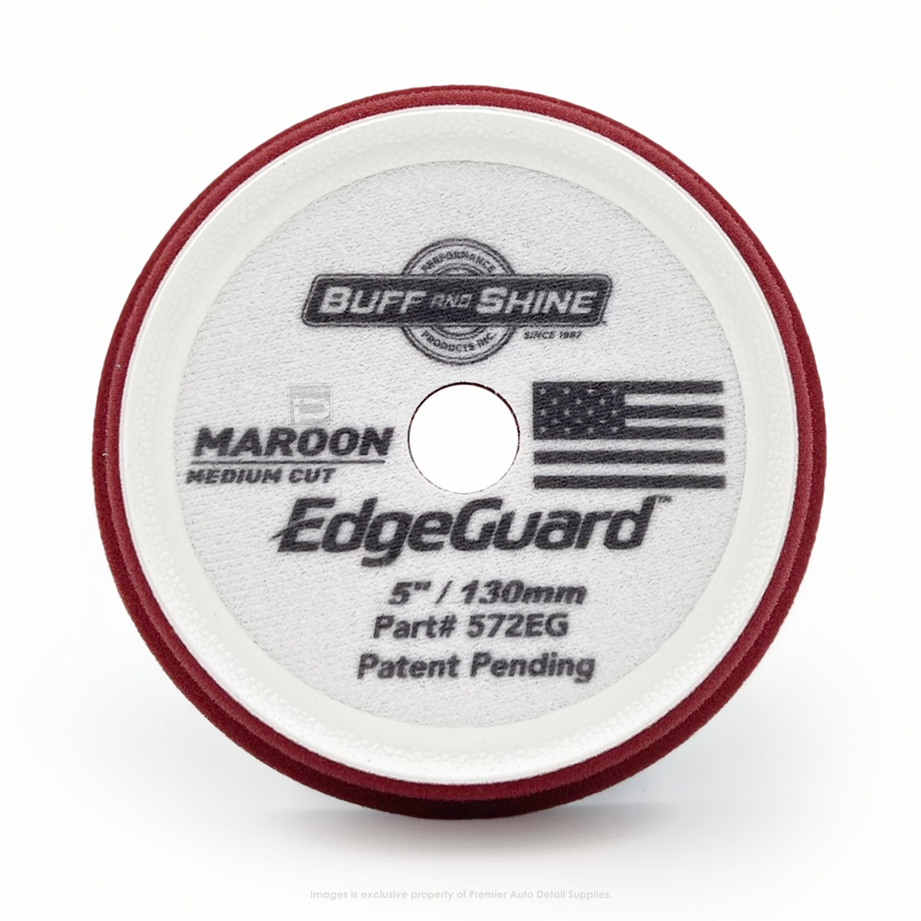 572EG | Buff and Shine | EdgeGuard Foam Pad, Maroon, Medium Cut, 5" / 130mm