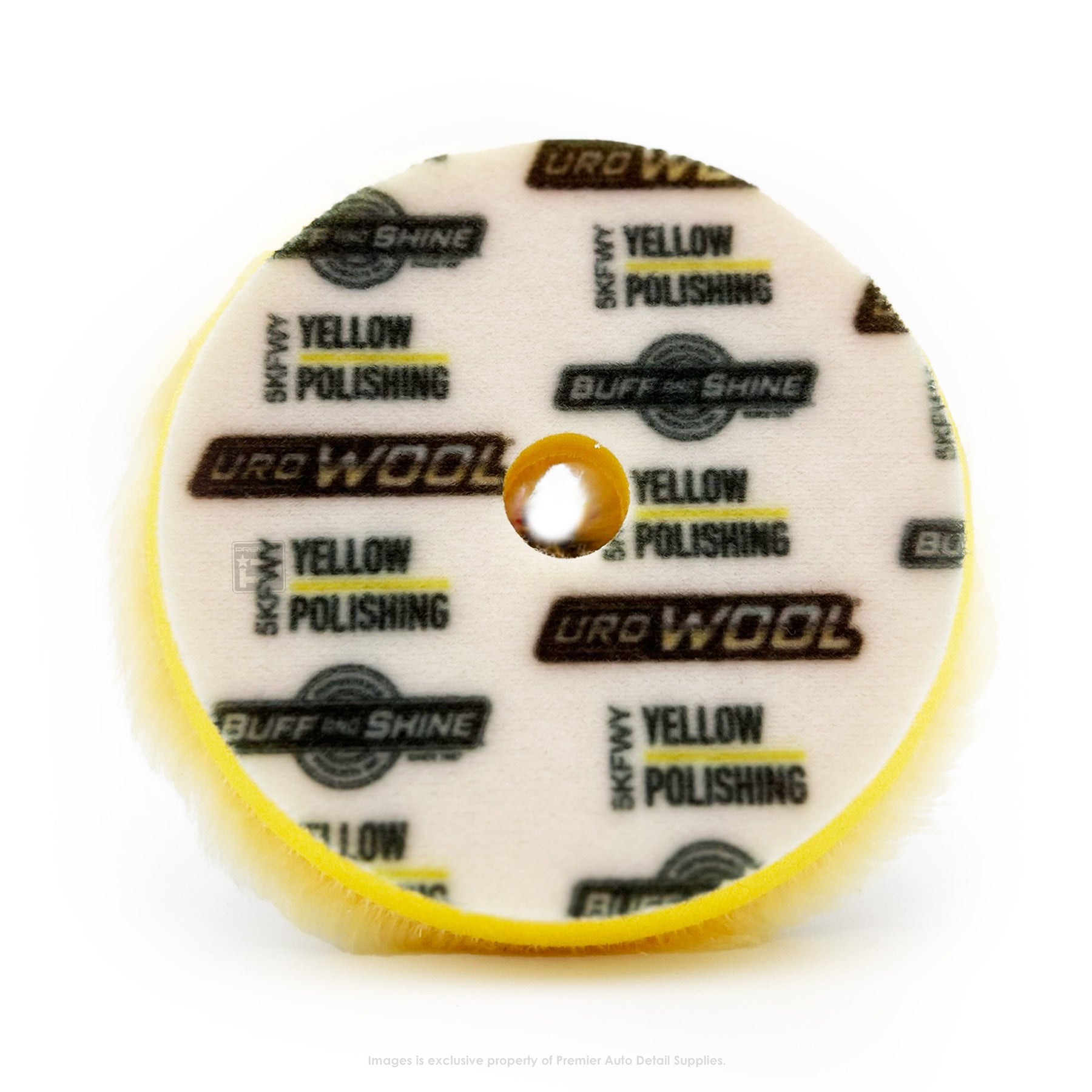 5KFWY | Buff and Shine | 5" Uro-Wool Yellow Knitted Wool Dark Yellow Foam Interface Pad
