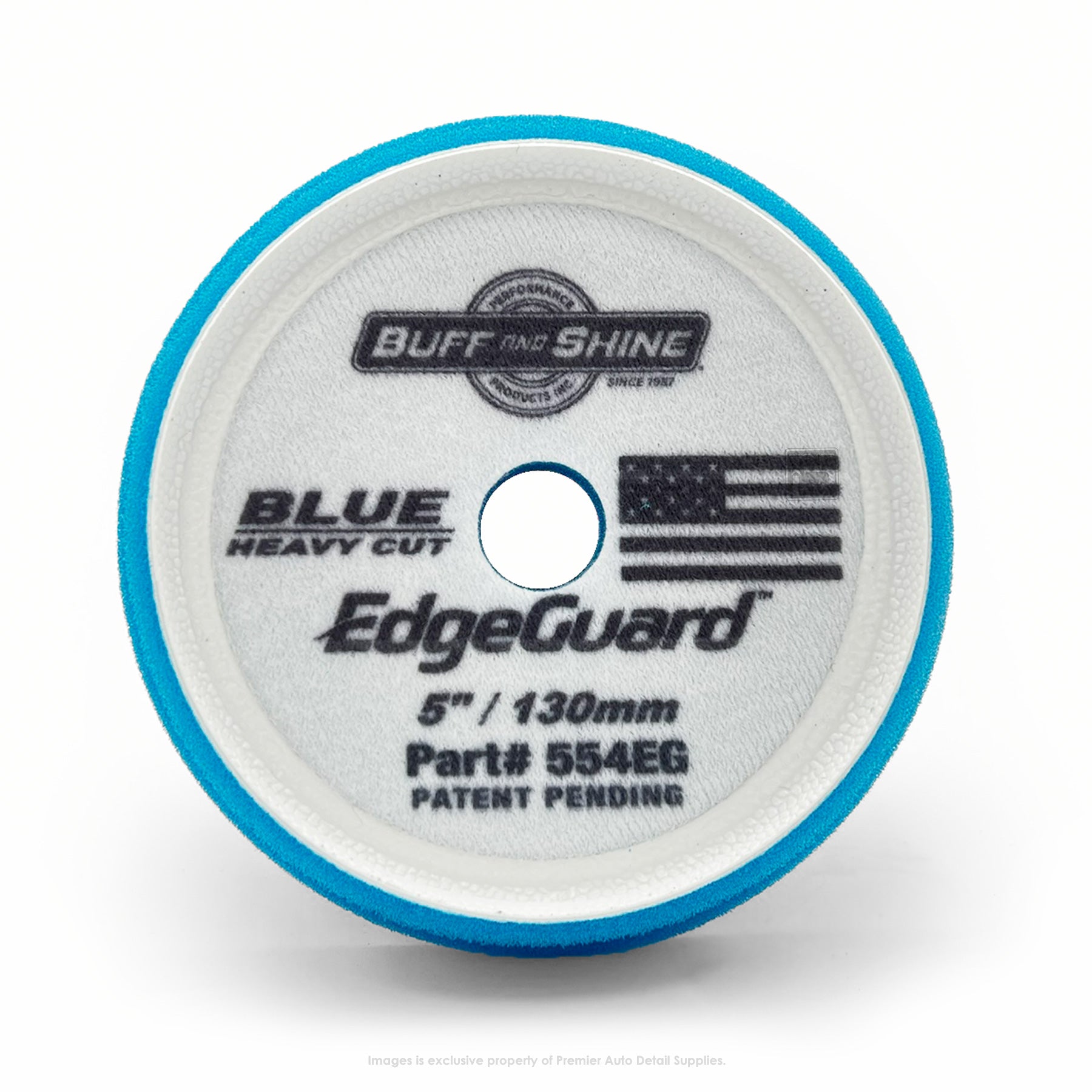 554EG | Buff and Shine | EdgeGuard Foam Pad, Blue, Heavy Cut, 5" / 130mm