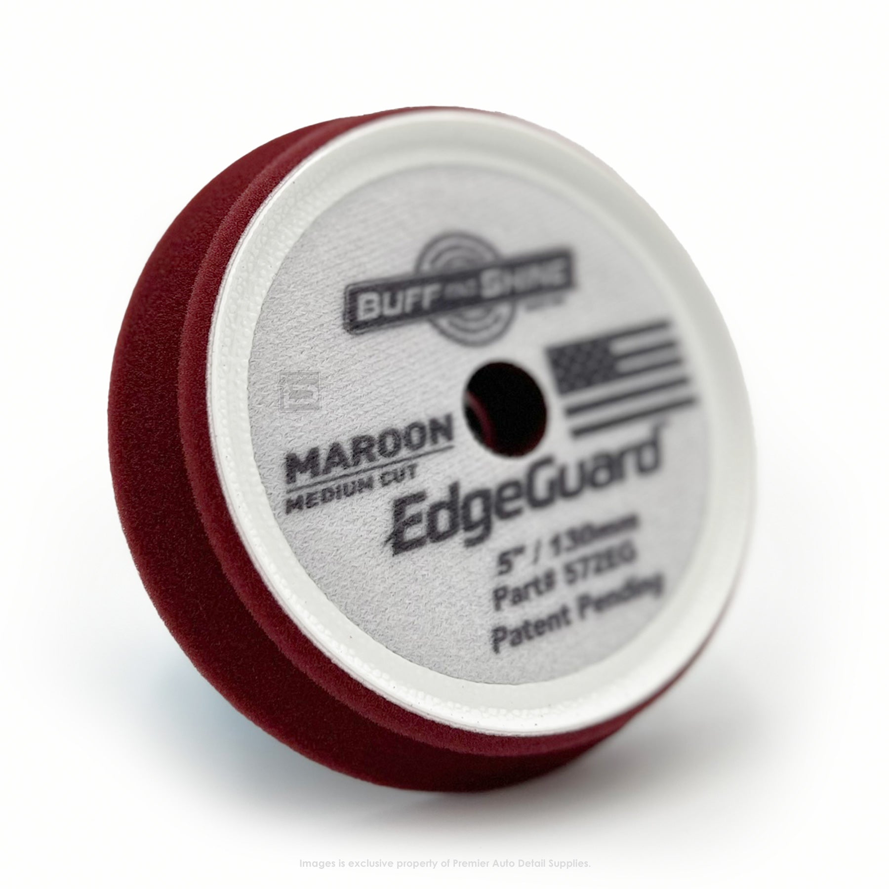 572EG | Buff and Shine | EdgeGuard Foam Pad, Maroon, Medium Cut, 5" / 130mm