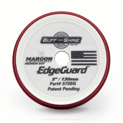 572EG | Buff and Shine | EdgeGuard Foam Pad, Maroon, Medium Cut, 5" / 130mm