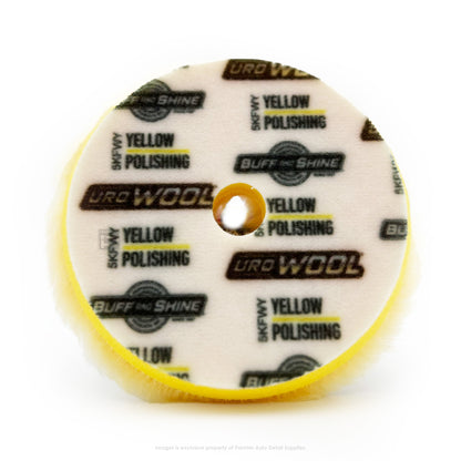5KFWY | Buff and Shine | 5" Uro-Wool Yellow Knitted Wool Dark Yellow Foam Interface Pad